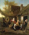 peasant family in front of a house